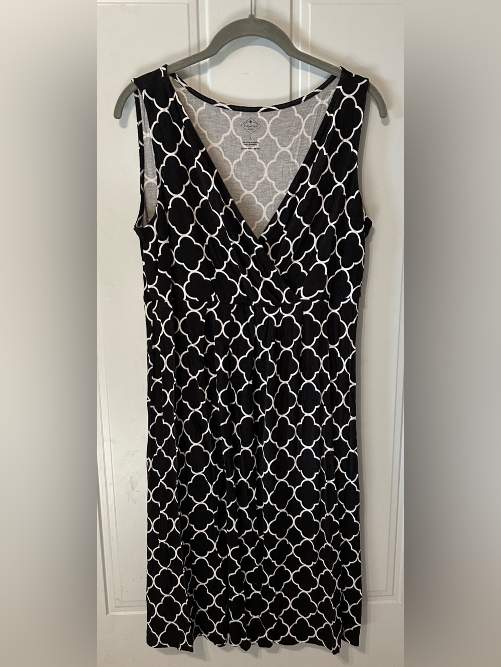 St. John's Bay Black and White Faux-Wrap Short Sleeve Dress Tee